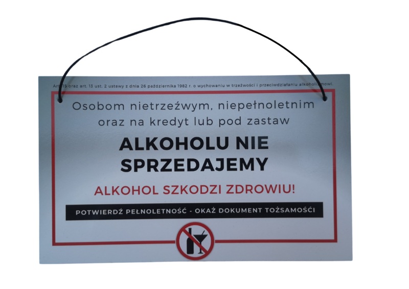 TABLICZKA INFORMACYJNA SPRZEDAŻ ALKOHOLU