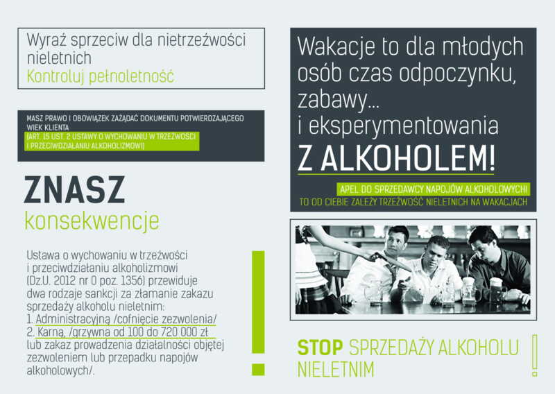 Ulotka: Wakacje bez alkoholu (dla sprzedawców)