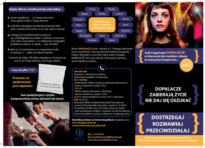 Ulotka: Dopalacze...Dostrzegaj - Rozmawiaj - Przeciwdziałaj (Młodzież)
