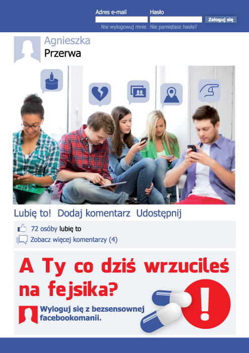 Plakat: Profilaktyka uzależnienia od portali społecznościowych