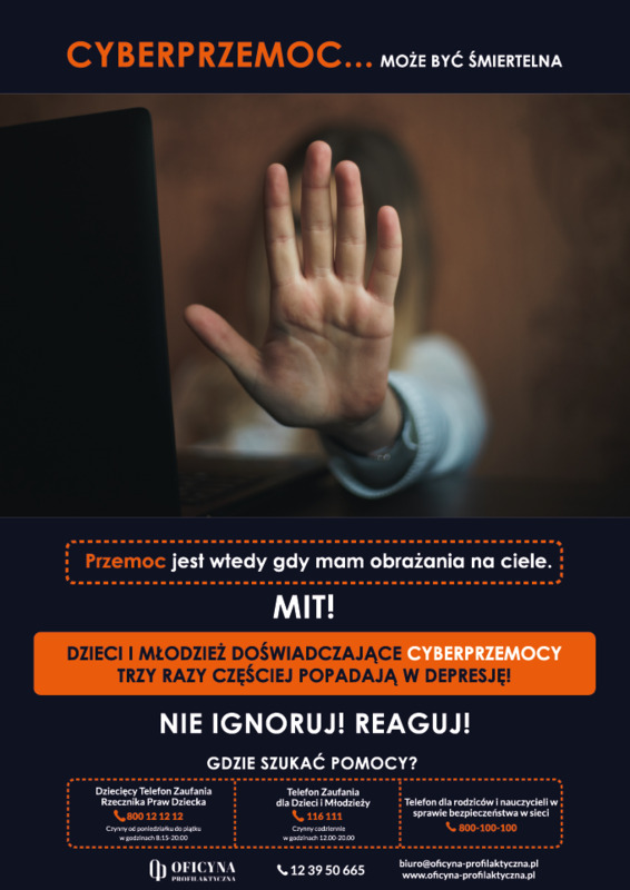 Plakat: Cyberprzemoc może być śmiertelna (Rodzice/Pedagodzy)