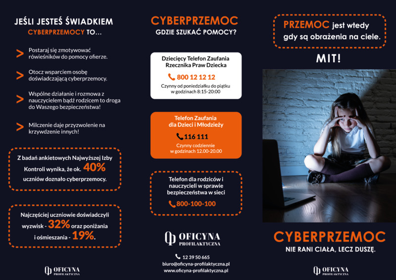 Ulotka: Cyberprzemoc nie rani ciała lecz duszę (Młodzież)