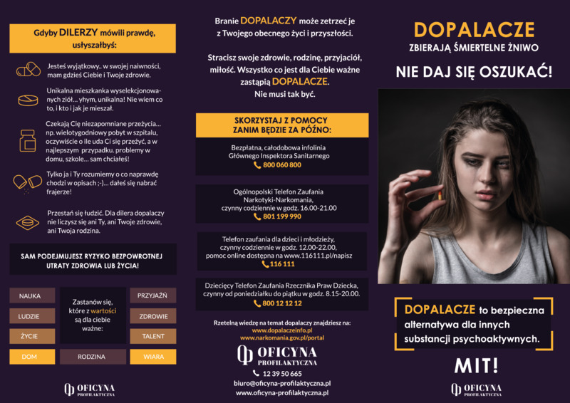 Ulotka: Dopalacze zbierają śmiertelne żniwo (Młodzież)