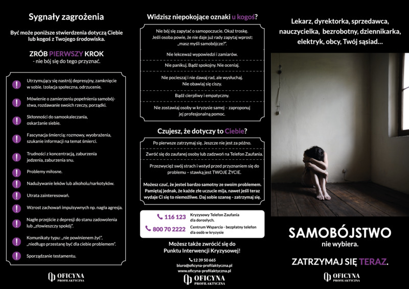 Ulotka: Samobójstwo (Mieszkańcy)