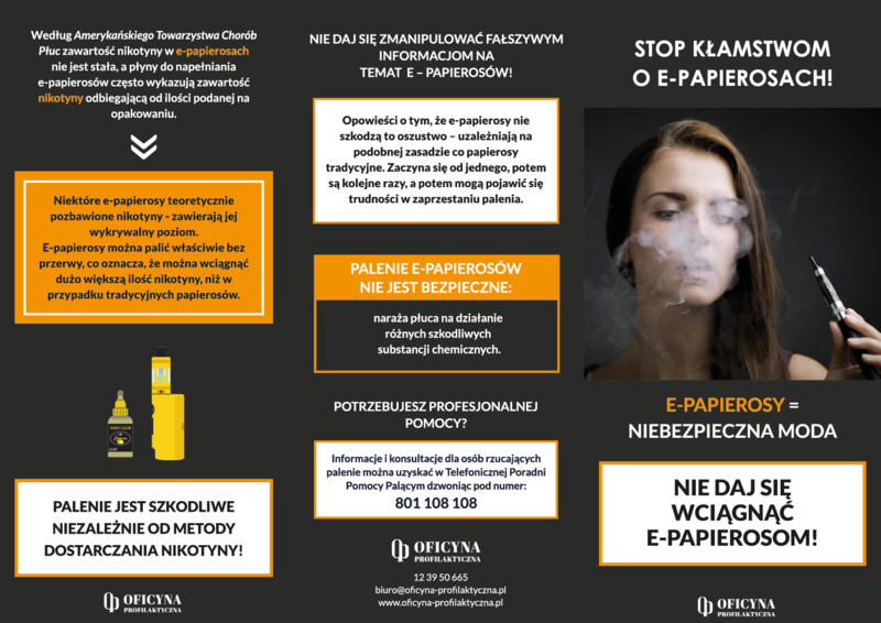 Ulotka: E-papierosy (Uczniowie)