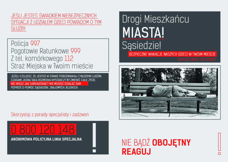 Ulotka: Bezpieczne wakacje w Twoim mieście (dla mieszkańców)