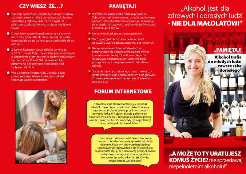 Ulotka: Profilaktyka niezgodnej z prawem sprzedaży napojów alkoholowych