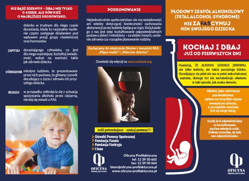 Ulotka: Profilaktyka FAS dla rodziców i mieszkańców